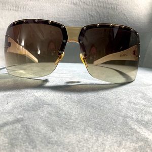 White and Gold Gucci Sunglasses Tan Lenses